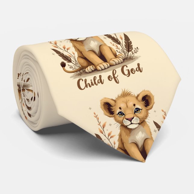 Adorable Lion Cub Christlich Art Faith Quote Krawatte (Gerollt)