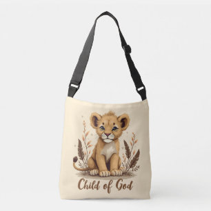 Adorable Lion Cub Christlich Art Faith Quote Tragetaschen Mit Langen Trägern