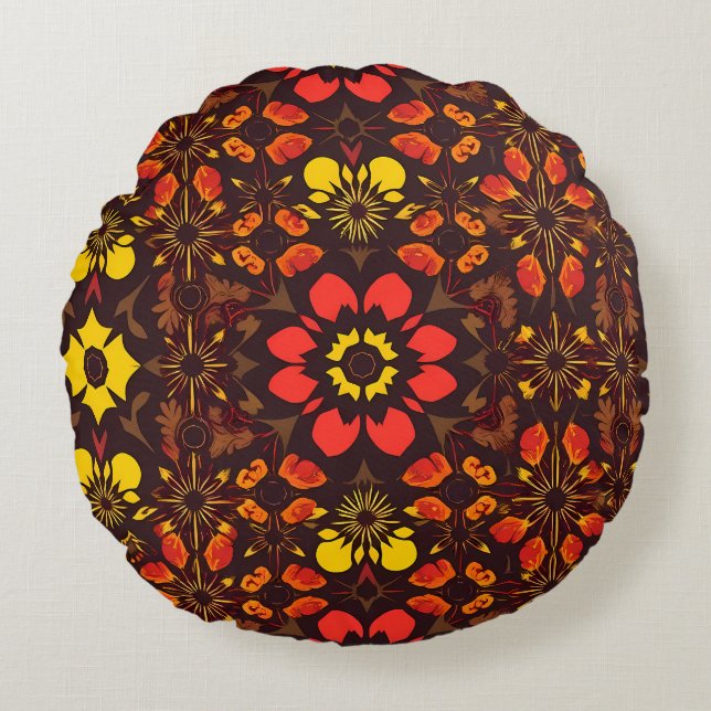 Adorable Lion Cub Sitting Portrait Illustration Rundes Kissen (Vorderseite)