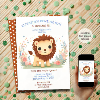 Adorable Lion Themed Geburtstagsparty für Kinder Einladung