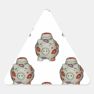 Adorable Lipstick Pig Dreieckiger Aufkleber