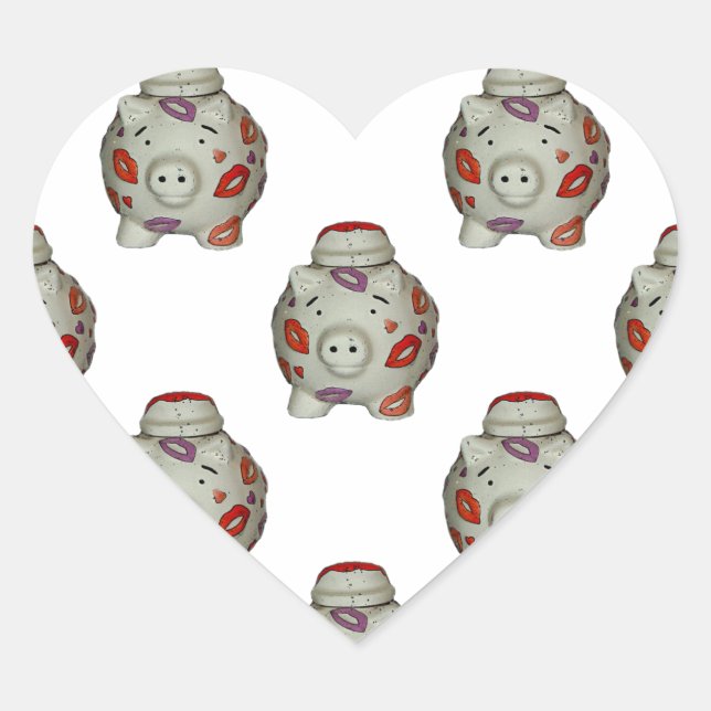 Adorable Lipstick Pig Herz-Aufkleber (Vorderseite)