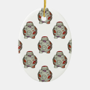 Adorable Lipstick Pig Keramik Ornament