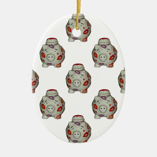 Adorable Lipstick Pig Keramik Ornament (Vorne)