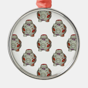 Adorable Lipstick Pig Silbernes Ornament