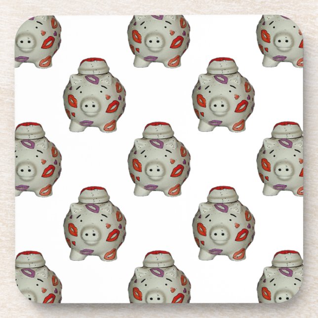 Adorable Lipstick Pig Untersetzer (Vorderseite)