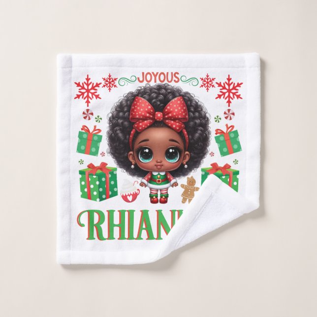 Adorable Little Afro Christmas Elf Girl Waschlappen (Waschlappen)