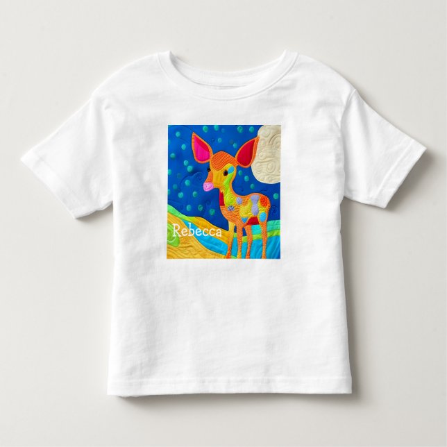 Adorable Little Baby Deer - quilt-like Design Kleinkind T-shirt (Vorderseite)