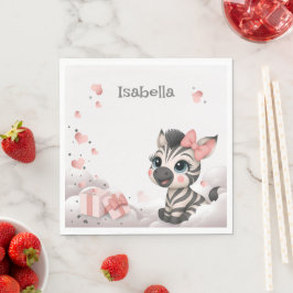 Adorable little cartoon zebra serviette