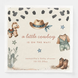 Adorable Little Cowboy ist unterwegs Baby Dusche Serviette