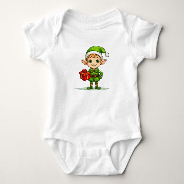Adorable Little Elf – Festive Baby Bodysuit-Shirt Strampler (Vorderseite)