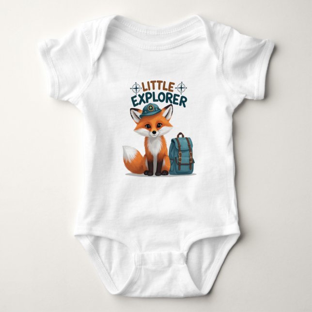 Adorable Little Explorer Baby Outfit Fox Adventure Baby Strampler (Vorderseite)