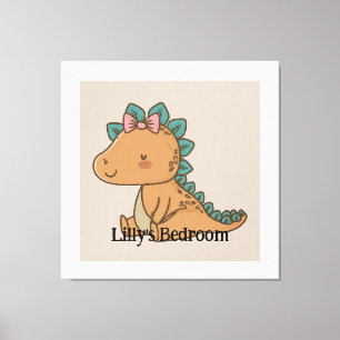 Adorable Little Girl Dinosaur - Niedliches Dino De Leinwanddruck