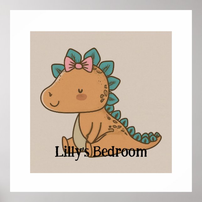 Adorable Little Girl Dinosaur - Niedliches Dino De Poster (Vorne)