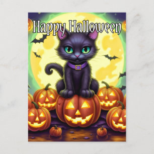 Adorable Little Kitty Cat   Frohe Halloween Postkarte