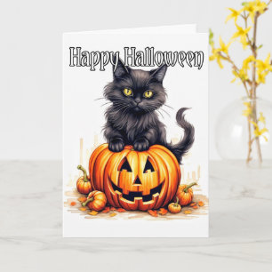 Adorable Little Kitty Cat Hexe Frohe Halloween Karte