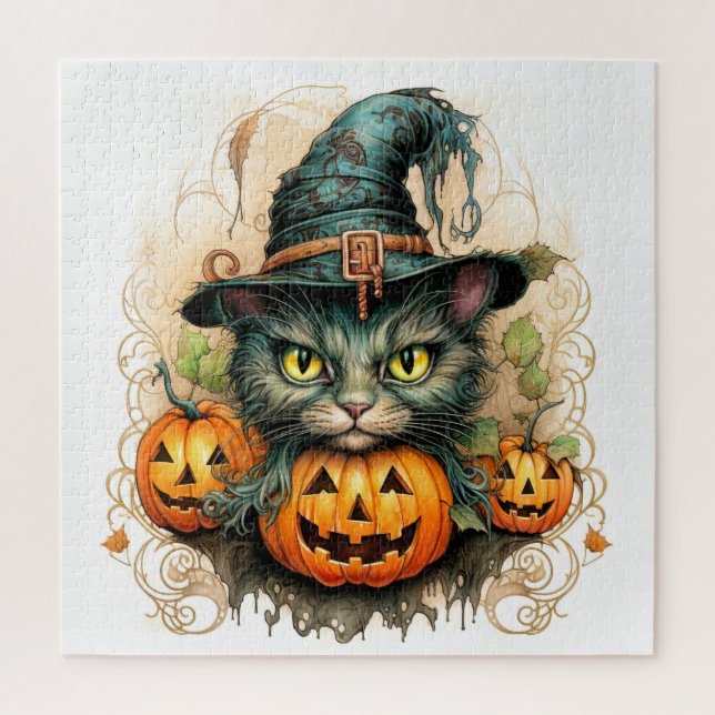 Adorable Little Kitty Cat Hexe Puzzle (Vertikal)