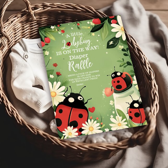 Adorable Little Ladybug Girl Baby Diapper Raffle Begleitkarte (Von Creator hochgeladen)