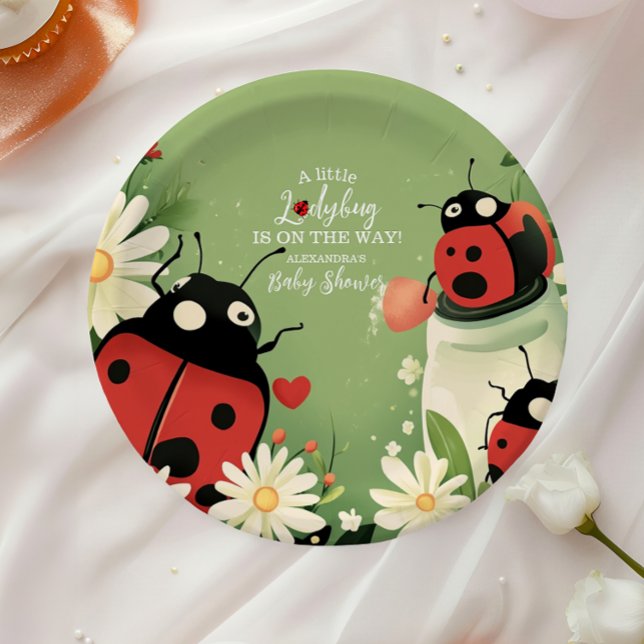 Adorable Little Ladybug Girl Babydusche Pappteller (Von Creator hochgeladen)