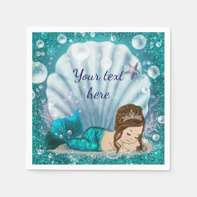 Adorable Little Mermaid Paper Napkins Serviette (Vorderseite)