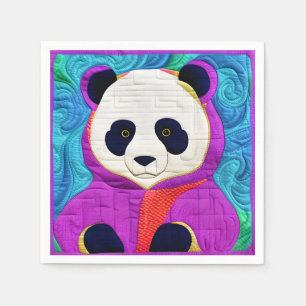 Adorable Little Panda - quilt-like Design Serviette