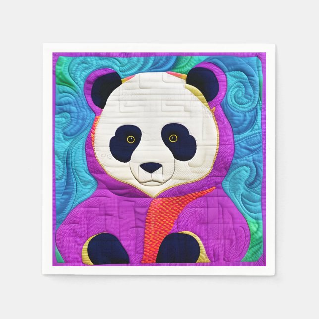 Adorable Little Panda - quilt-like Design Serviette (Vorderseite)