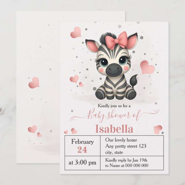 Adorable little zebra baby shower invitation einladung (Vorne/Hinten)