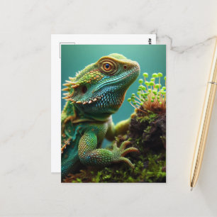 Adorable Lizard und winzige Pflanze Postkarte