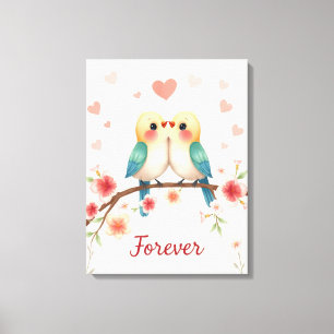 Adorable Love Birds Forever Illustration Leinwanddruck