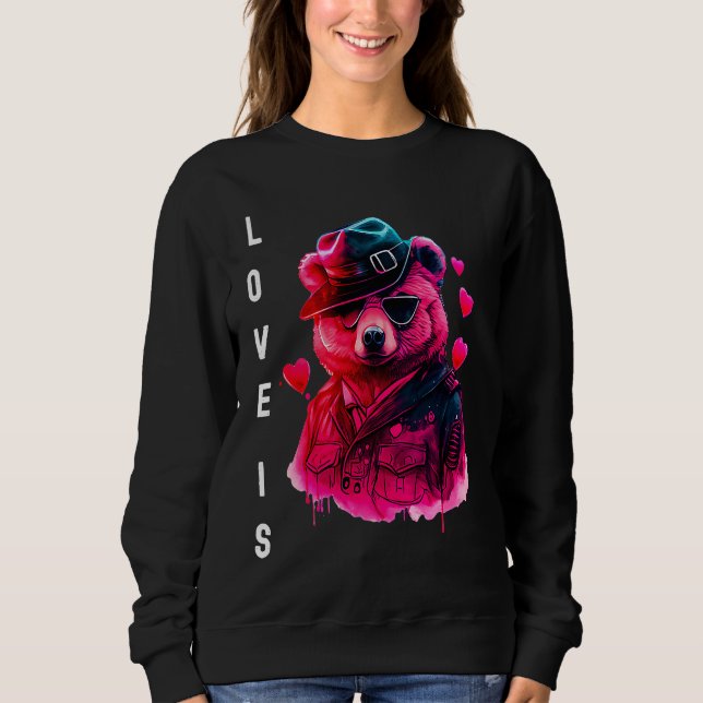 Adorable Love is With Heart Animal Valentine's day Sweatshirt (Vorderseite)
