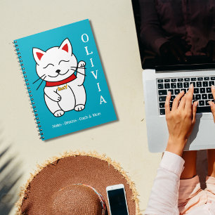 Adorable Lucky Cat Zeichnend Personalisiertes Note Notizblock