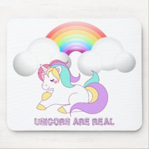 Adorable Magical Unicorn, Regenbogen Mousepad