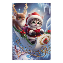 Adorable Maine Coon Santa Claus Kitten im Enchante Fotodruck