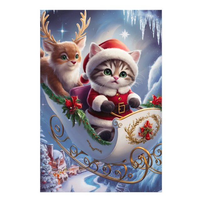 Adorable Maine Coon Santa Claus Kitten im Enchante Fotodruck (Vorne)