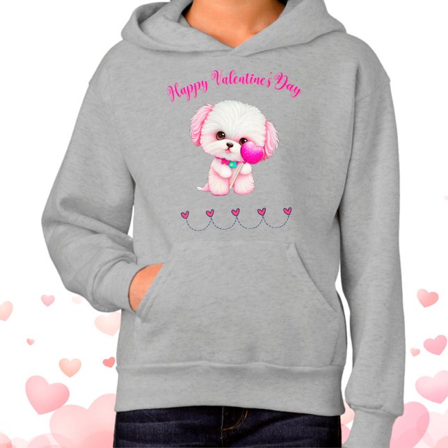 Adorable Maltese Welpe Happy Valentine's Day Hoodie (Von Creator hochgeladen)