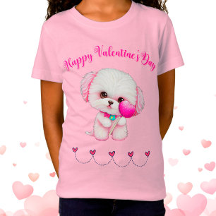 Adorable Maltese Welpe Happy Valentine's Day T-Shirt