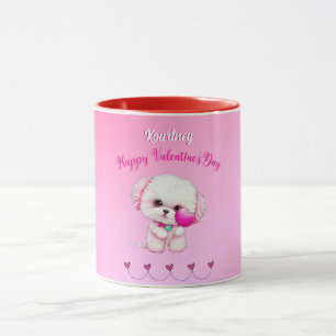 Adorable Maltese Welpe Happy Valentine's Day Tasse