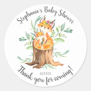 Adorable Mama & Baby Fox Babydusche Gefallen Runder Aufkleber