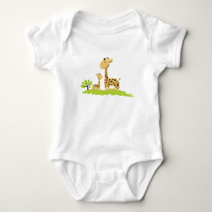 Adorable Mama & Baby Giraffe Grün & Gelb Strampler