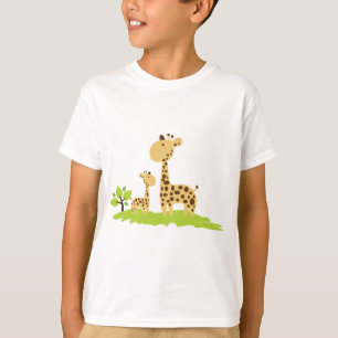 Adorable Mama & Baby Giraffe Grün & Gelb T-Shirt