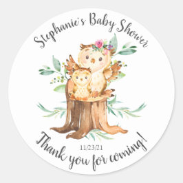 Adorable Mama & Baby Owl Babydusche Gefallen Runder Aufkleber
