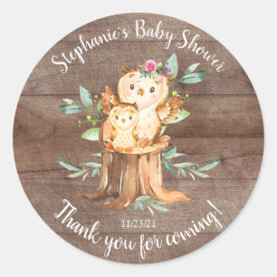 Adorable Mama & Baby Owl Babydusche Gefallen Runder Aufkleber