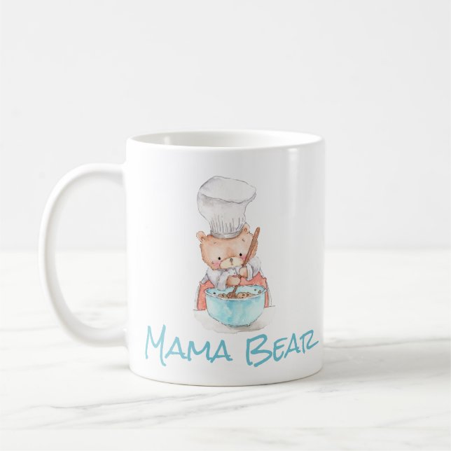 Adorable Mama Bear Cooking Wasserfarbe Kaffeetasse (Links)