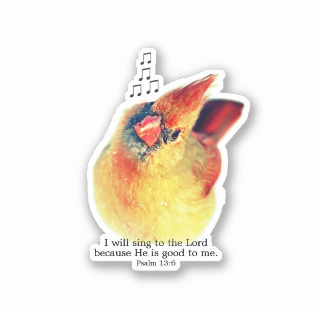 Adorable Mama Cardinal Singing Praises Bible Verse Aufkleber (Vorderseite)