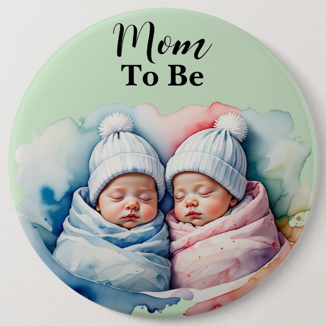 Adorable Mama für Jungen/Mädchen - Zwillingsbabys Button (Vorderseite)