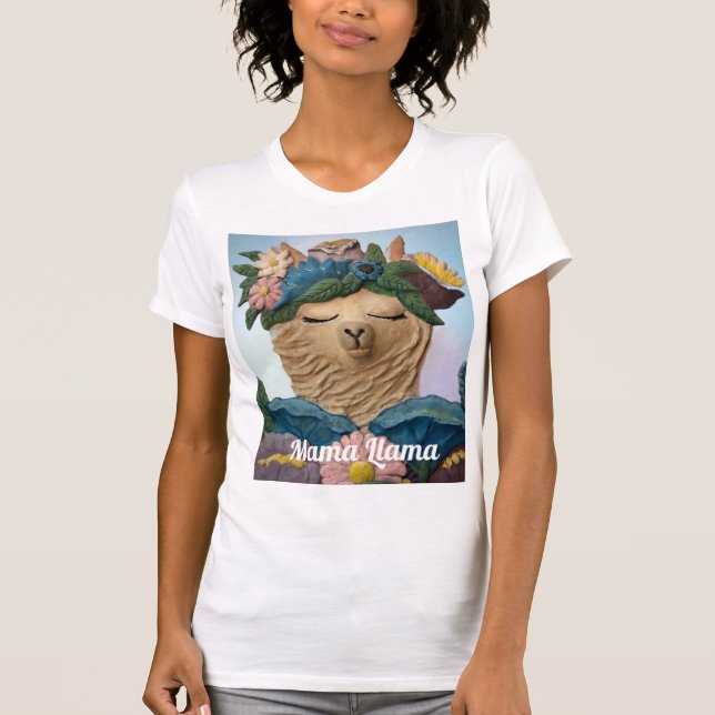 Adorable Mama Llama Gemälde auf einem T-Shirt (Vorderseite)