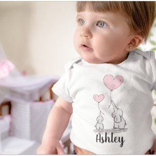 Adorable Mama und Baby Pink Elephant Baby Strampler