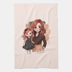 Adorable Mama und Tochterbank (2) Geschirrtuch
