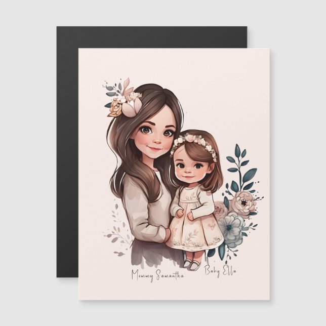 Adorable Mama und Tochterbank (3) Magnetkarte (Vorne/Hinten)