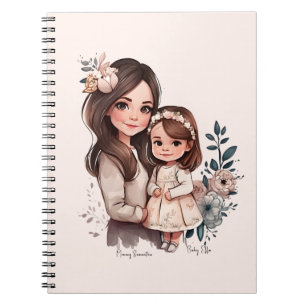 Adorable Mama und Tochterbank (3) Notizblock